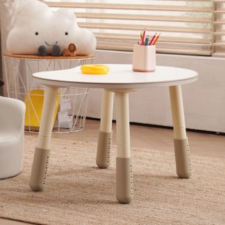 "Adaptable Height Lumber Kids Computer Desk in White/Azure/Unfinished Color"