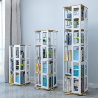 "Rotatable Standard Children's Bookshelf with 6/5/4 Shelves, Vertical Orientation, Open Back, Wood Material, Scratch-repellent, Double-sided"