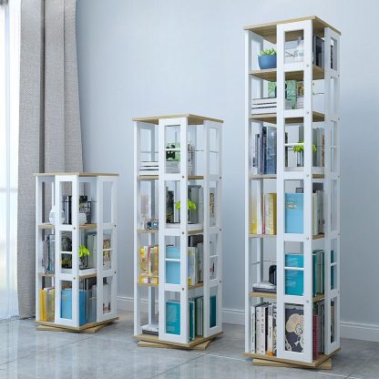 "Rotatable Standard Children's Bookshelf with 6/5/4 Shelves, Vertical Orientation, Open Back, Wood Material, Scratch-repellent, Double-sided"