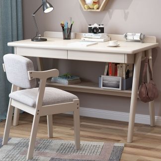 "Espresso Wood Kids Computer Desk with Wood Container and Compartment, Shelf Included/Not Included"